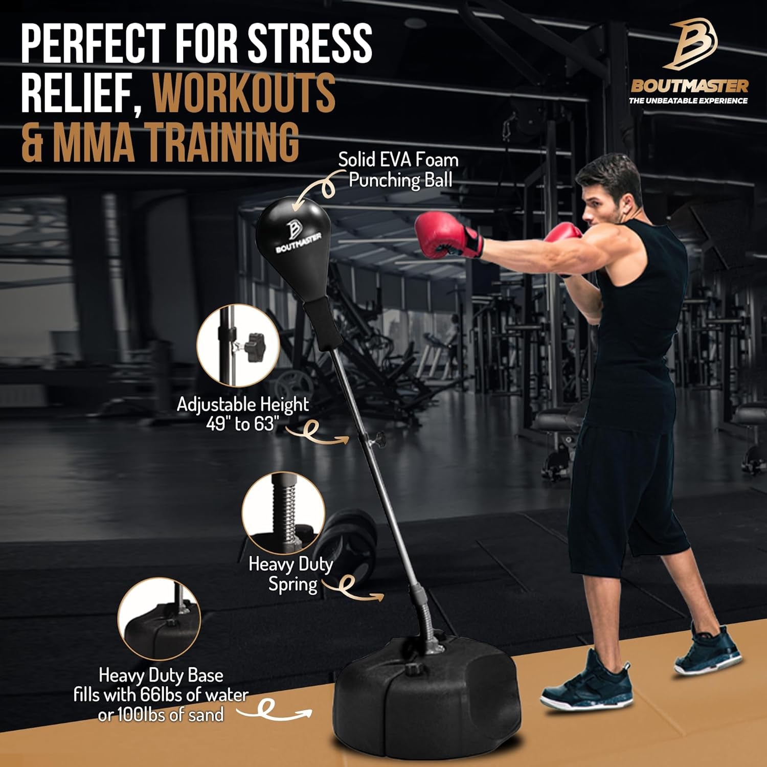 Punching Bag with Stand Adjustable Boxing Speed Bag Teens Adults