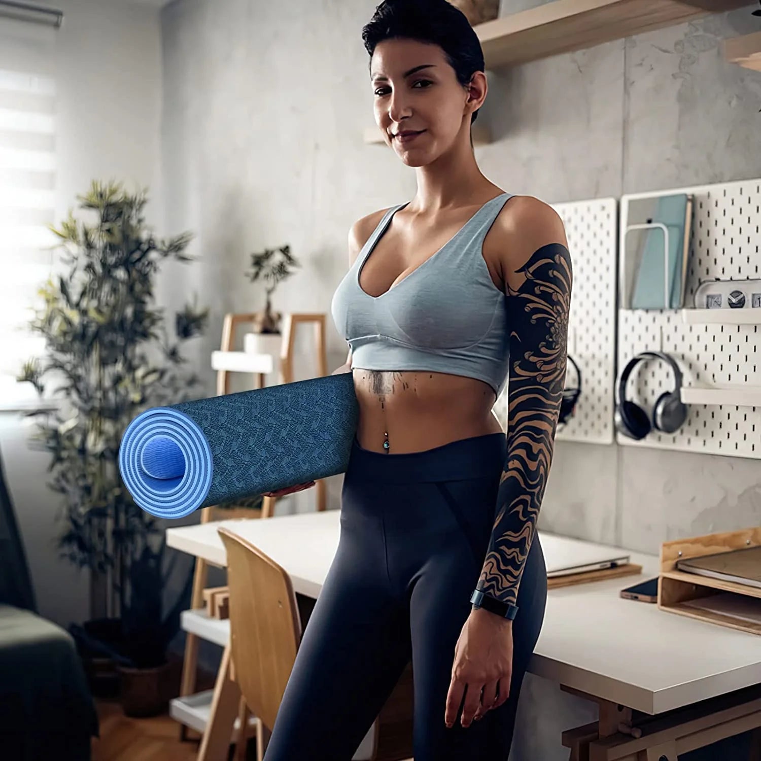 Yoga Mat 72 X 24'' Exercise Mats 8Mm TPE Non-Slip Extra Thick High-Density Eco Friendly for Yoga Workout Pilates Yoga Mats for Women Men