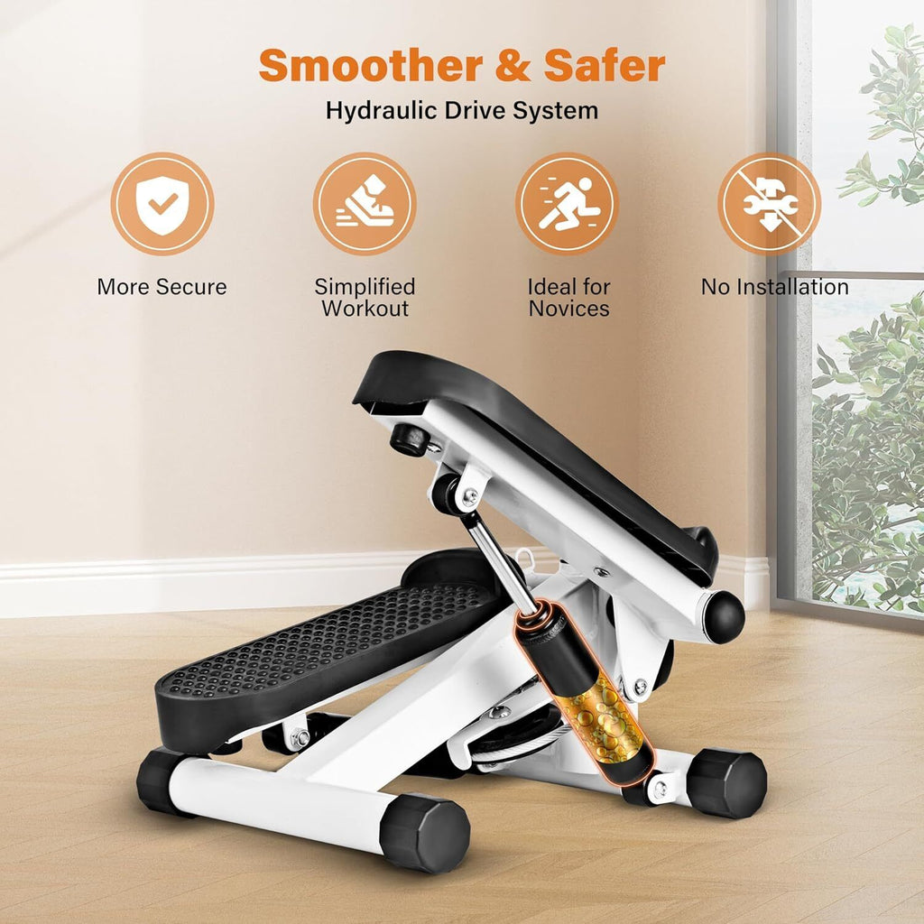 Mini Stepper Exercise Machine W/ Resistance Bands LCD Home Cardio Workout
