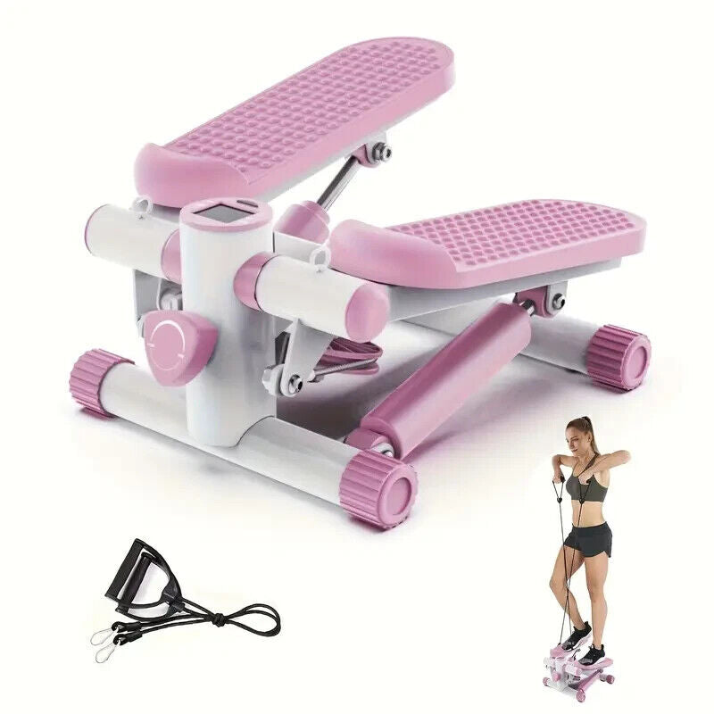 Mini Stepper Exercise Machine W/ Resistance Bands LCD Home Cardio Workout