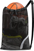 Mesh Drawstring Bag Swim Backpack for Beach Pool Sports Gym Draw String Cinch Bags for Swimming Soccer Basketball Gear Black